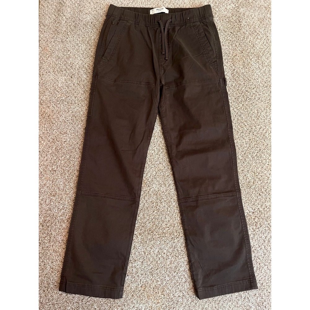 Hollister Men's Straight Leg Utility Carpenter Pants Medium Brown Drawstring